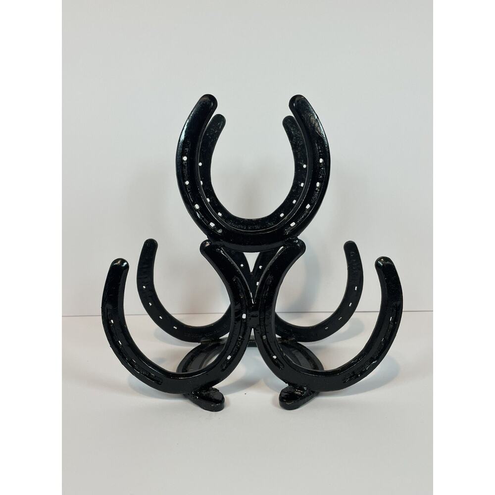 Handmade Welded Horseshoe Rack Rustic Farmhouse‎ Decor 10” Black Metal Art